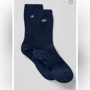 Alo Unisex Half Crew Navy Understated Sock